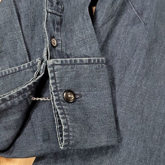 🔸️J Brand Blue Linen Blend Bacall Shirt Dress w/Pockets Small - Picture 7 of 13